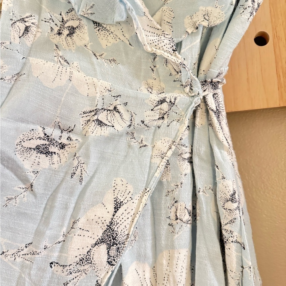 Free People Blue Ruffled Wrap‎ Mini Dress - Picture 4 of 5